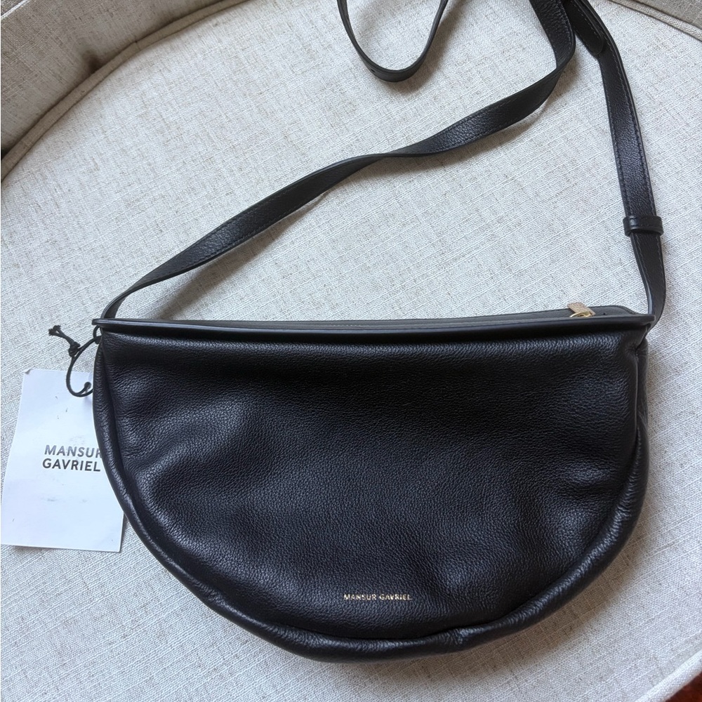 Mansur Gavriel Black Moon Calfskin Leather Sling Crossbody Bag NWT
